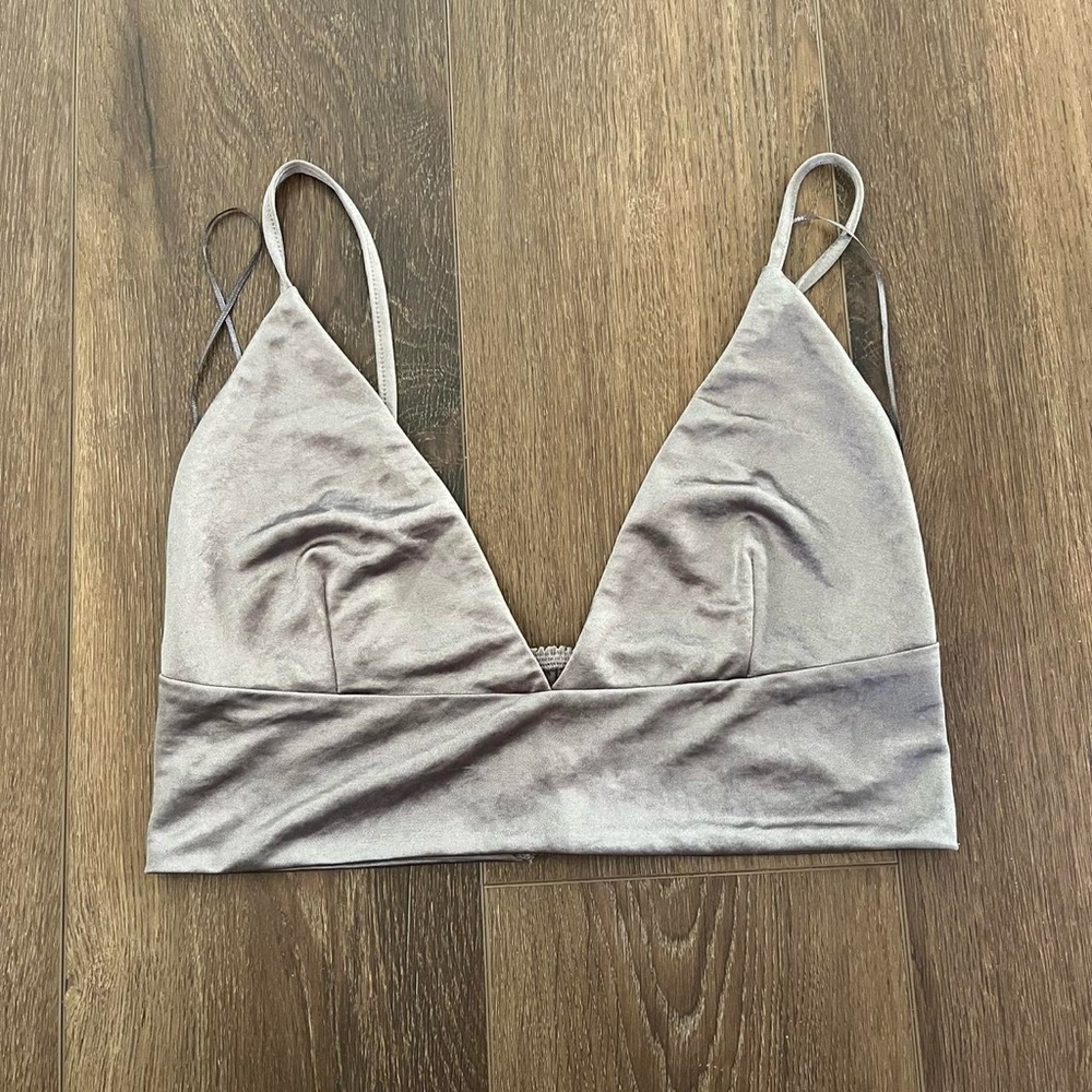 Grey Satin Zara Triangle crop top